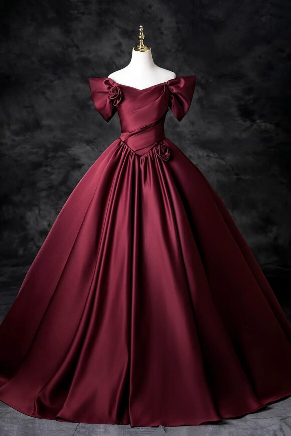 A-Line/Princess Satin Floor Length Formal Prom Dress, Off the Shoulder Prom Gown A-Line/Princess Satin Floor Length Formal Prom Dress, Off the Shoulder Prom Gown