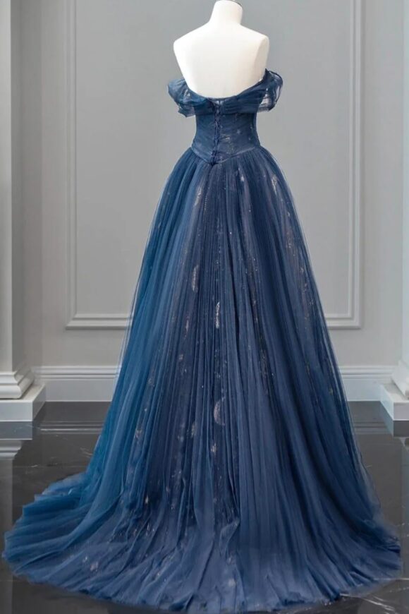 A-Line/Princess Tulle Long Prom Dress,Off the Shoulder Backless Evening Dress A-Line/Princess Tulle Long Prom Dress,Off the Shoulder Backless Evening Dress