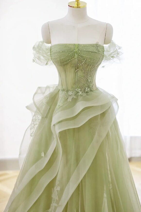 A-Line/Princess Green Tulle Long Floor Length Prom Dress Lace Evening Dress A-Line/Princess Green Tulle Long Floor Length Prom Dress Lace Evening Dress