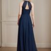A-Line/Princess Halter Sleeveless Ruched Floor-Length Chiffon Bridesmaid Dresses
