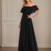 A-Line/Princess Chiffon Ruffles Off-the-Shoulder Short Sleeves Floor-Length Bridesmaid Dresses