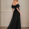 A-Line/Princess Chiffon Ruffles Off-the-Shoulder Short Sleeves Floor-Length Bridesmaid Dresses