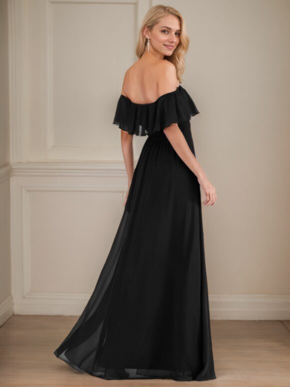 GJ9802_3-min A-Line/Princess Chiffon Ruffles Off-the-Shoulder Short Sleeves Floor-Length Bridesmaid Dresses