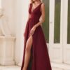 A-Line/Princess Chiffon V-neck Sleeveless Floor-Length Bridesmaid Dresses