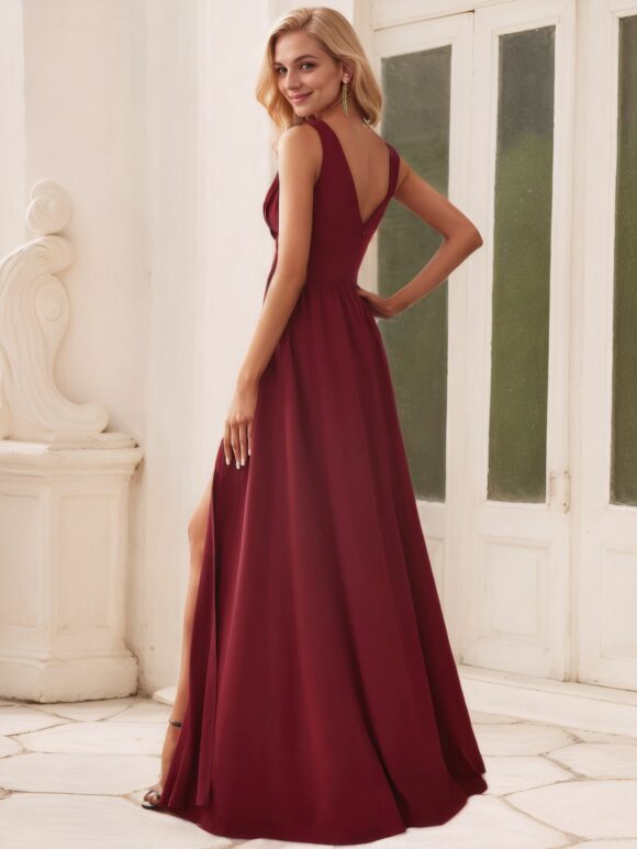 GJ9804_3-min A-Line/Princess Chiffon V-neck Sleeveless Floor-Length Bridesmaid Dresses