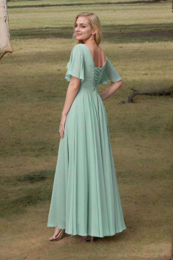 A-Line/Princess Chiffon Ruffles V-neck Short Sleeves Floor-Length Bridesmaid Dresses A-Line/Princess Chiffon Ruffles V-neck Short Sleeves Floor-Length Bridesmaid Dresses